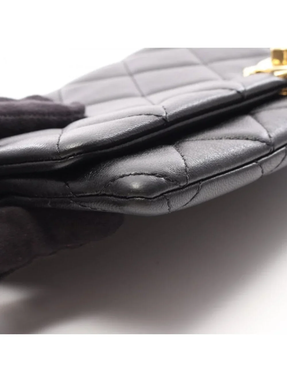 Chanel Handbag Quilted Chain Clutch Black Lambskin
